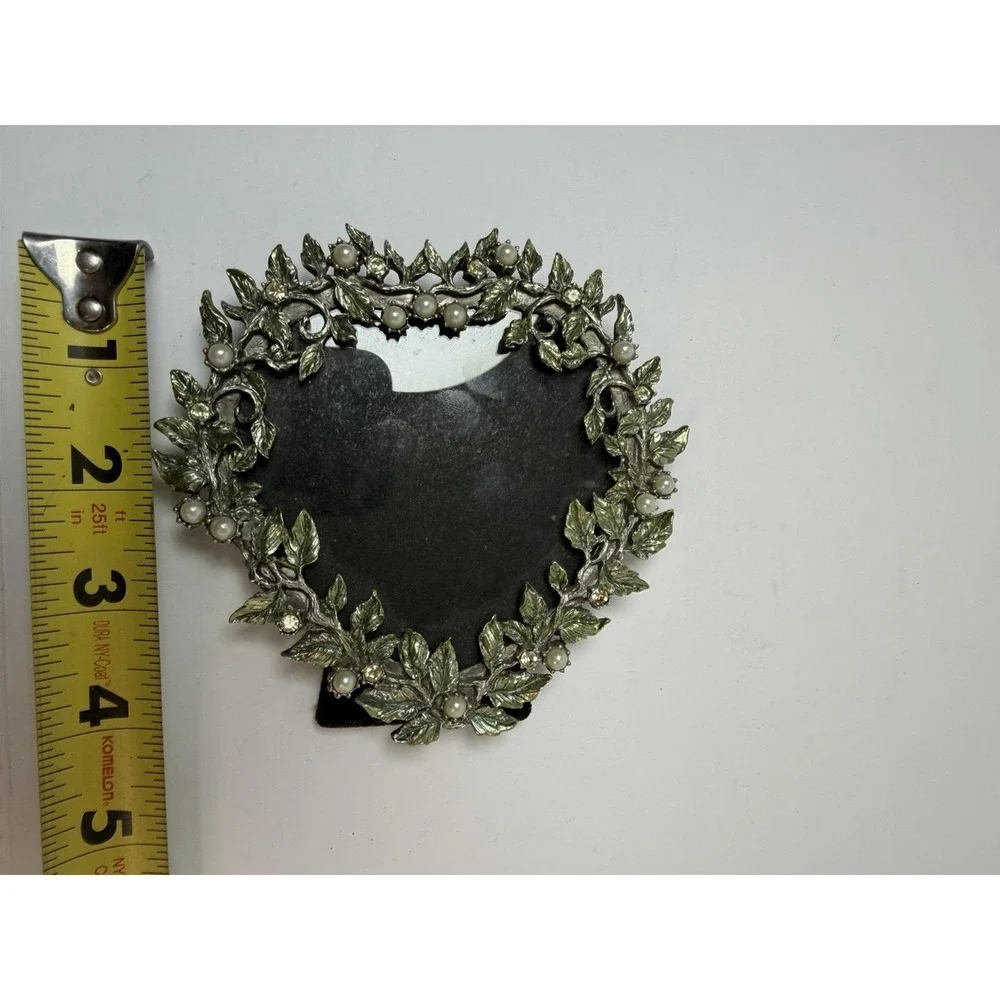 Fet Co Leaves‎ Rhinestone Faux Pearl Easel Photo Picture Frame Fits ~3x3.5